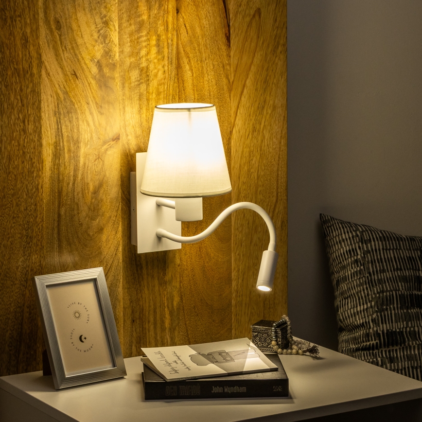 Brilagi - LED fleksibilna zidna lampa NUBILA 1xE27/25W/230V + LED/3W bela