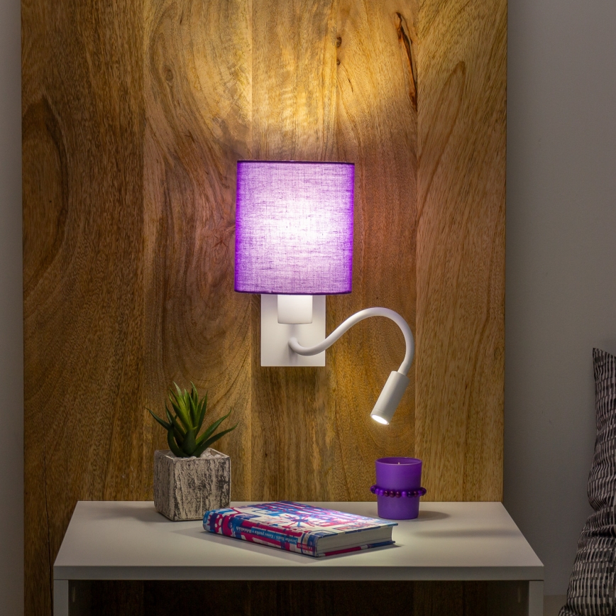 Brilagi - LED fleksibilna zidna svetiljka NUBILA 1xE27/25W/230V + LED/3W, bela/ljubičasta