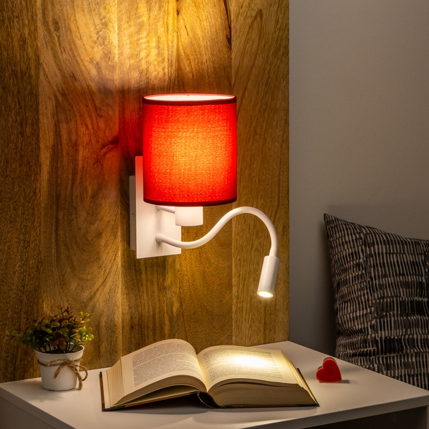 Brilagi - LED fleksibilna zidna lampa NUBILA 1xE27/25W/230V + LED/3W bela/pompejska crvena
