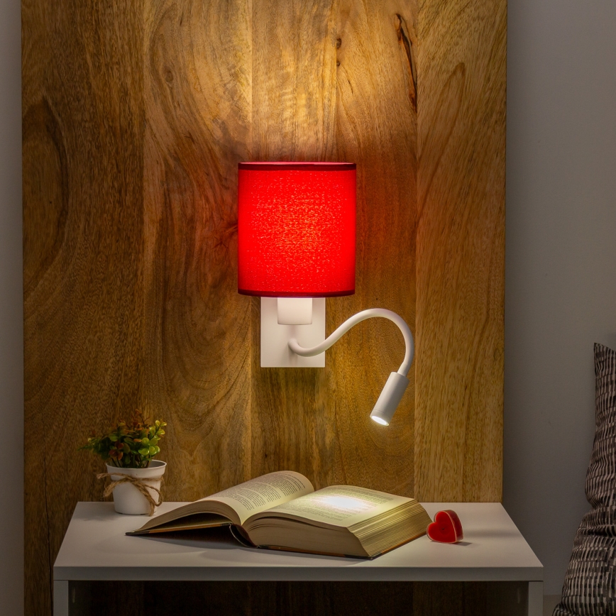 Brilagi - LED fleksibilna zidna lampa NUBILA 1xE27/25W/230V + LED/3W bela/pompejska crvena