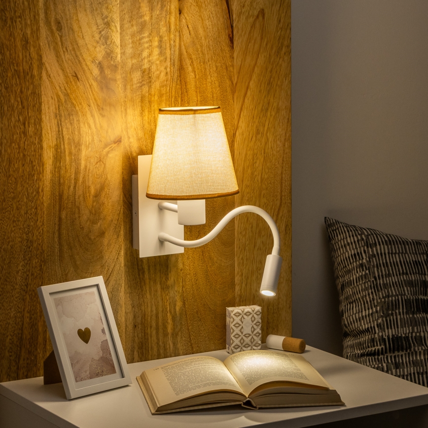 Brilagi - LED fleksibilna zidna lampa NUBILA 1xE27/25W/230V + LED/3W bela/svetlo braon