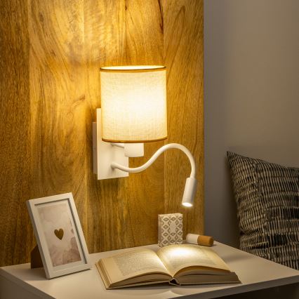 Brilagi - LED fleksibilna zidna lampa NUBILA 1xE27/25W/230V + LED/3W bela/svetlo braon