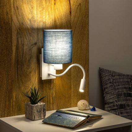 Brilagi - LED fleksibilna zidna lampa NUBILA 1xE27/25W/230V + LED/3W bela/tamno plava