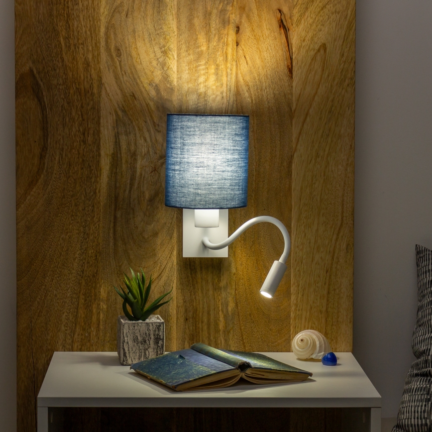 Brilagi - LED fleksibilna zidna lampa NUBILA 1xE27/25W/230V + LED/3W bela/tamno plava