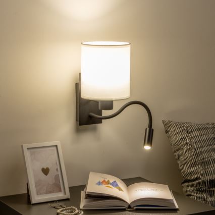 Brilagi - LED fleksibilna zidna lampa NUBILA 1xE27/25W/230V + LED/3W crna/bela