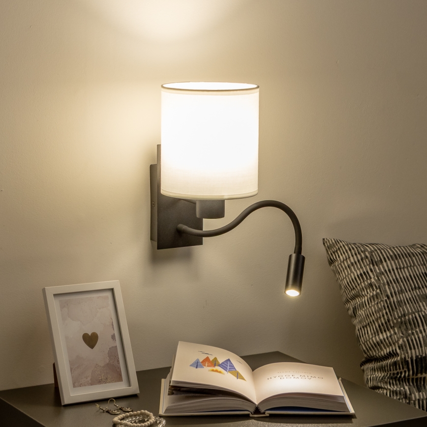 Brilagi - LED fleksibilna zidna lampa NUBILA 1xE27/25W/230V + LED/3W crna/bela