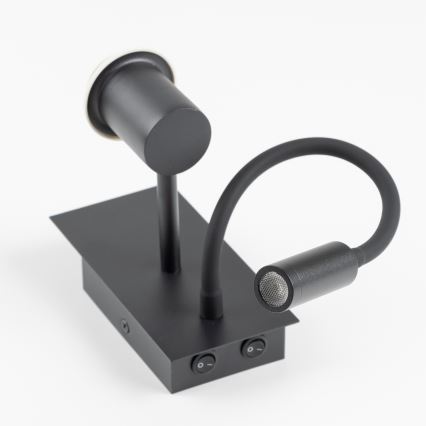 Brilagi - LED fleksibilna zidna lampa NUBILA 1xE27/25W/230V + LED/3W crna