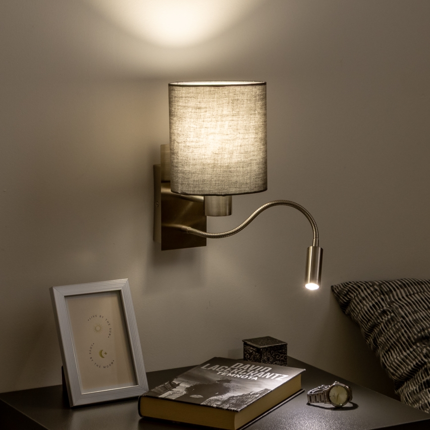 Brilagi - LED fleksibilna zidna lampa NUBILA 1xE27/25W/230V + LED/3W mat hrom/antracit
