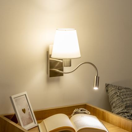 Brilagi - LED fleksibilna zidna lampa NUBILA 1xE27/25W/230V + LED/3W mat hrom/bela