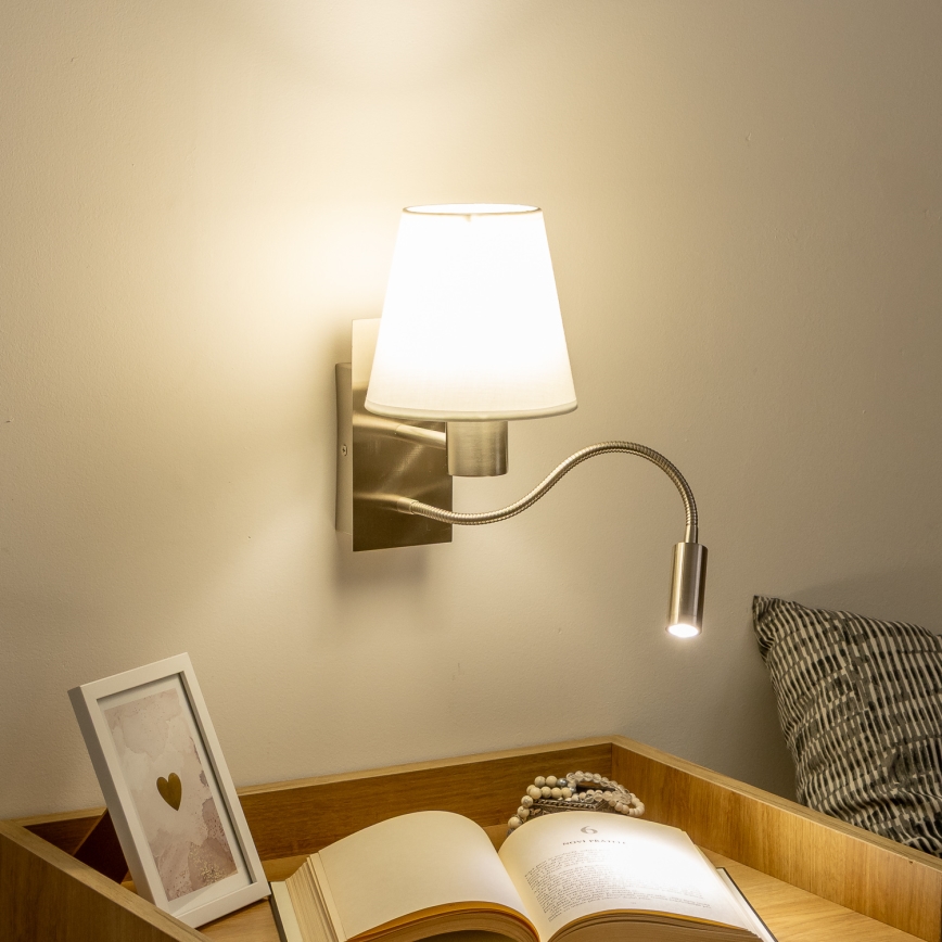 Brilagi - LED fleksibilna zidna lampa NUBILA 1xE27/25W/230V + LED/3W mat hrom/bela