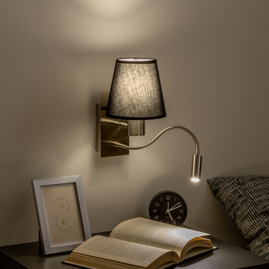 Brilagi - LED fleksibilna zidna lampa NUBILA 1xE27/25W/230V + LED/3W mat hrom/crna