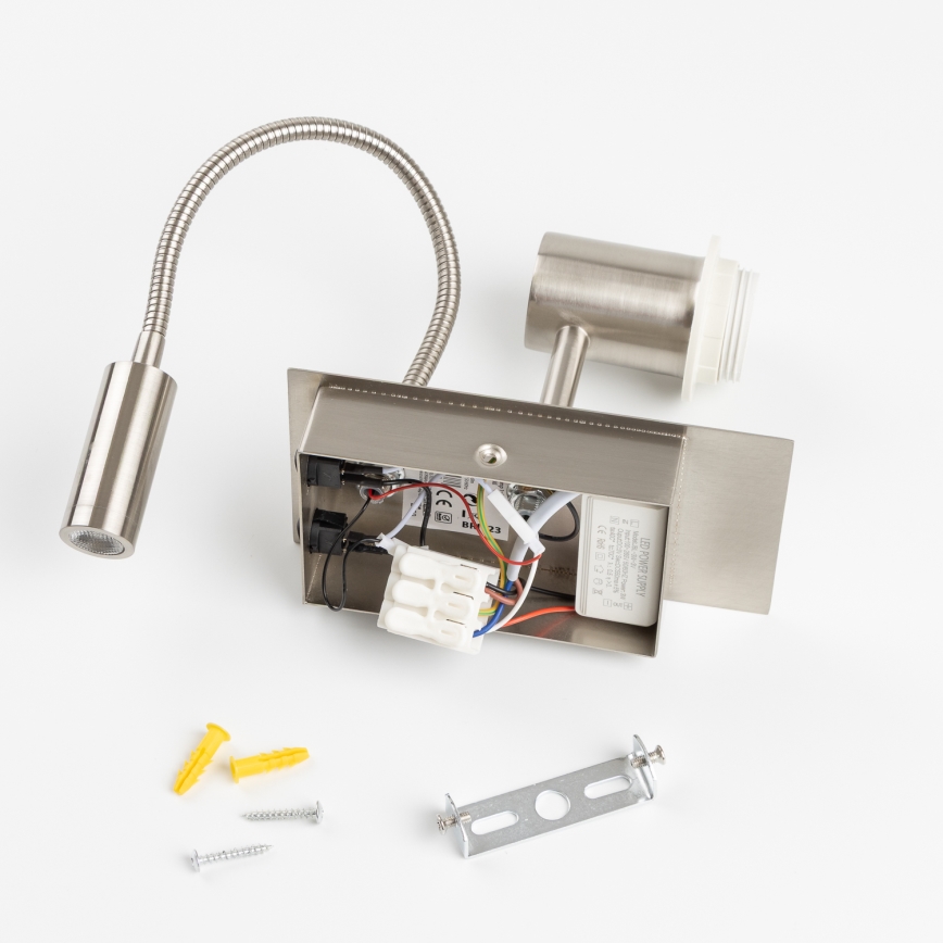 Brilagi - LED fleksibilna zidna lampa NUBILA 1xE27/25W/230V + LED/3W mat hrom/crna