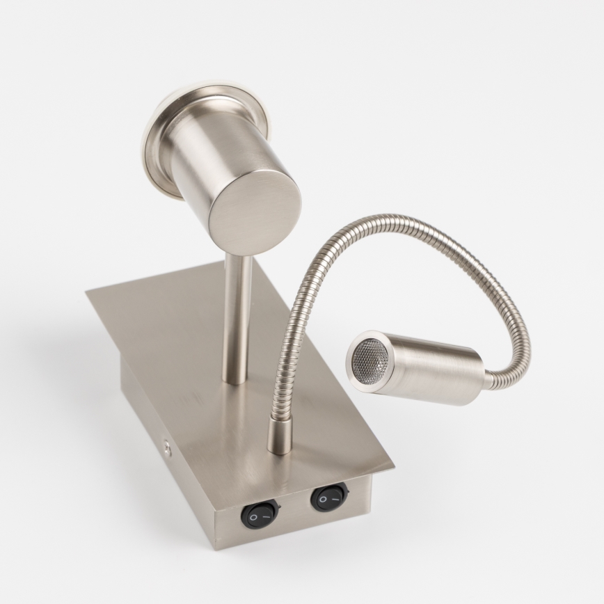 Brilagi - LED fleksibilna zidna lampa NUBILA 1xE27/25W/230V + LED/3W mat hrom/crvena