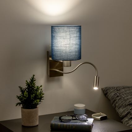 Brilagi - LED fleksibilna zidna lampa NUBILA 1xE27/25W/230V + LED/3W mat hrom/tamno plava