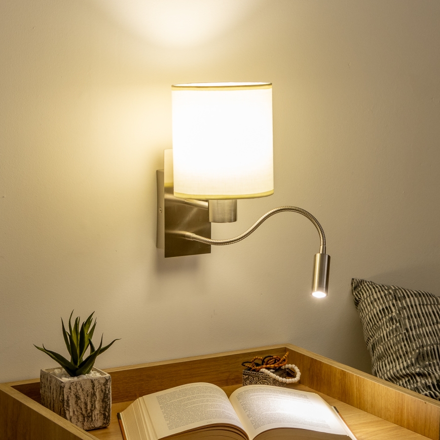 Brilagi - LED fleksibilna zidna lampa NUBILA 1xE27/25W/230V + LED/3W mat hrom/krem