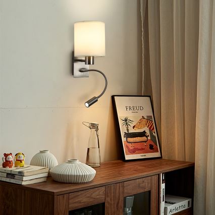 Brilagi - LED fleksibilna zidna lampa NUBILA 1xE27/25W/230V + LED/3W mat hrom/krem