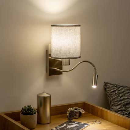 Brilagi - LED fleksibilna zidna lampa NUBILA 1xE27/25W/230V + LED/3W mat hrom/siva