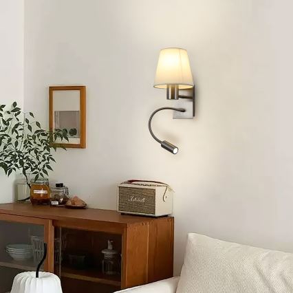 Brilagi - LED Fleksibilna zidna lampa NUBILA 1xE27/25W/230V + LED/3W mat hrom/krem