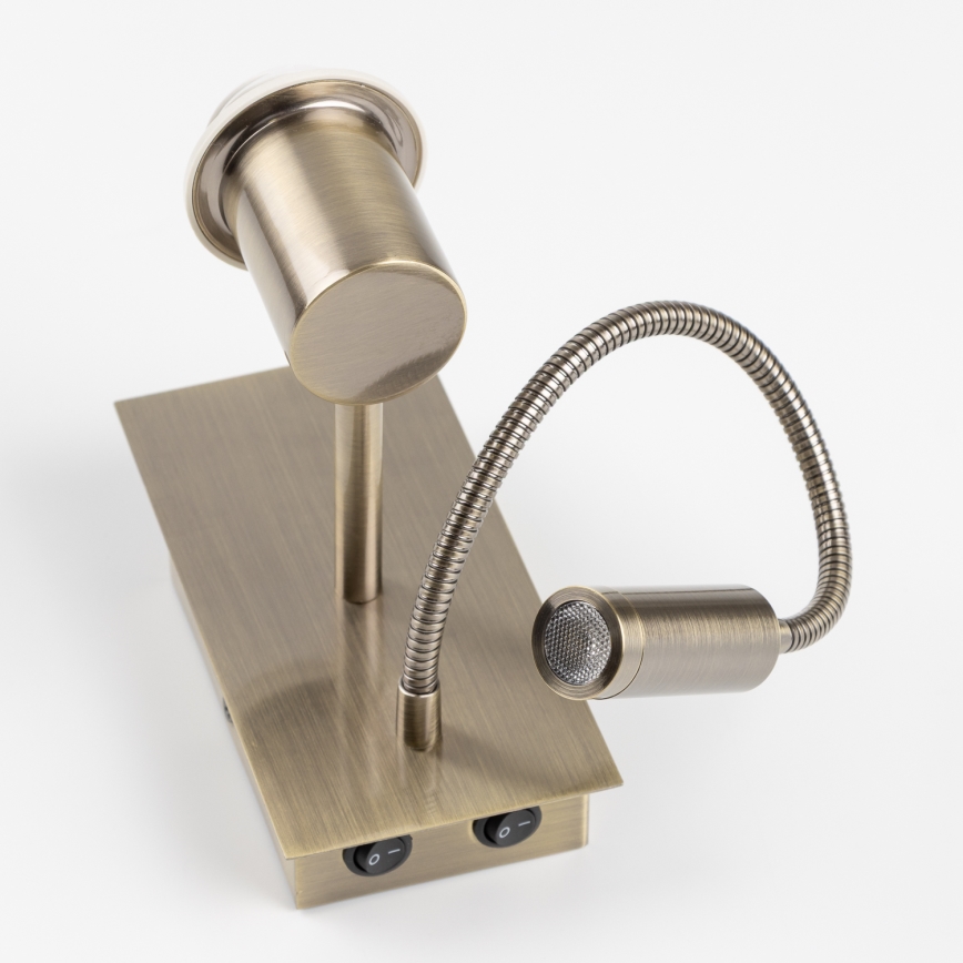 Brilagi - LED fleksibilna zidna lampa NUBILA 1xE27/25W/230V + LED/3W mesing/crna