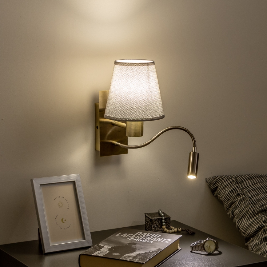 Brilagi - LED fleksibilna zidna lampa NUBILA 1xE27/25W/230V + LED/3W mesing/siva