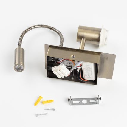 Brilagi - LED fleksibilna zidna lampa NUBILA 1xE27/25W/230V + LED/3W mesing/zelena
