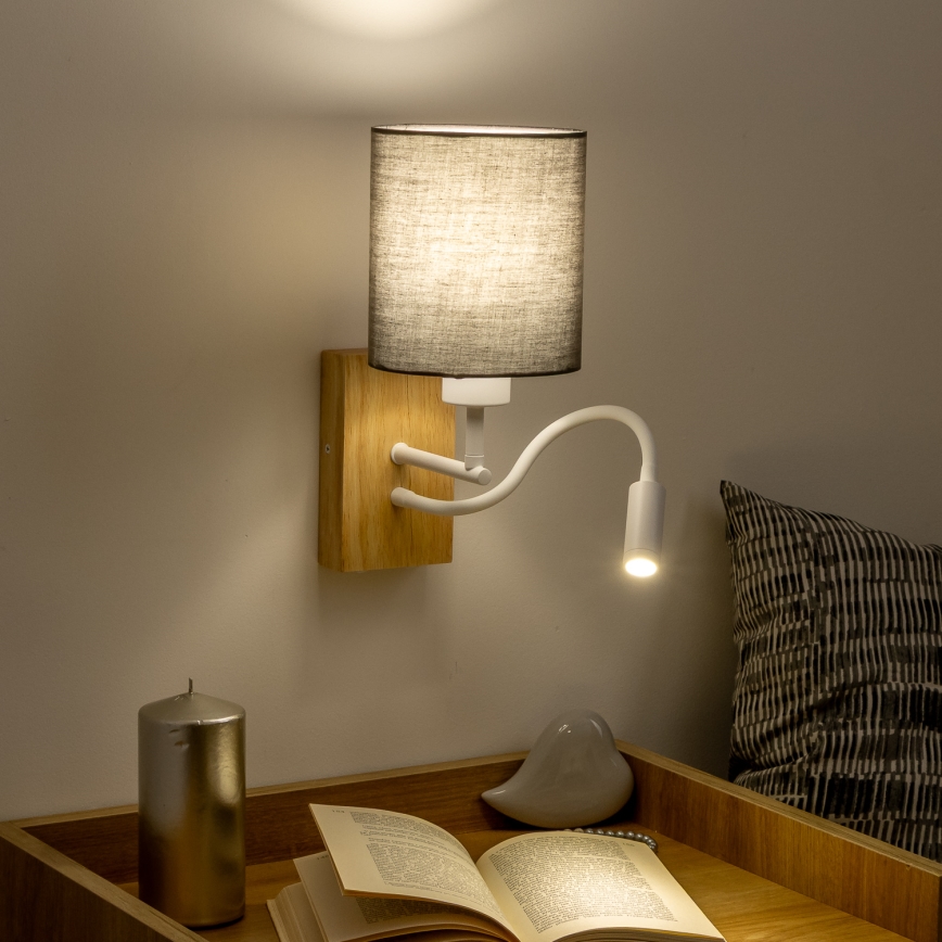 Brilagi - LED fleksibilna zidna lampa NUBILA WOOD 1xE27/25W/230V + LED/3W hrast/antracit