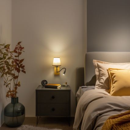 Brilagi - LED fleksibilna zidna lampa NUBILA WOOD 1xE27/25W/230V + LED/3W hrast/braon