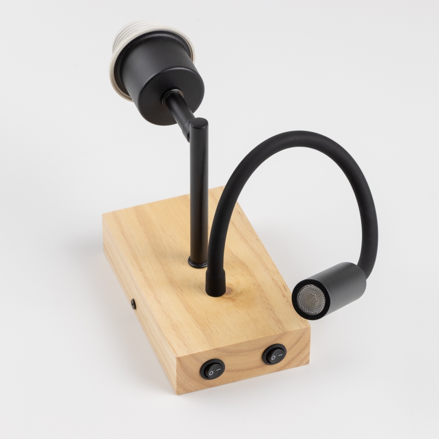 Brilagi - LED fleksibilna zidna lampa NUBILA WOOD 1xE27/25W/230V + LED/3W hrast/crna