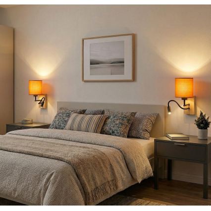 Brilagi - LED fleksibilna zidna lampa NUBILA WOOD 1xE27/25W/230V + LED/3W hrast/crna/narandžasta