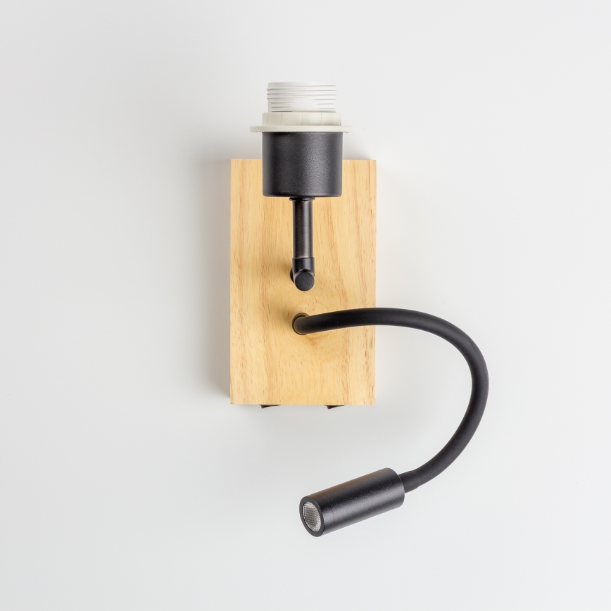 Brilagi - LED fleksibilna zidna lampa NUBILA WOOD 1xE27/25W/230V + LED/3W hrast/crna/narandžasta