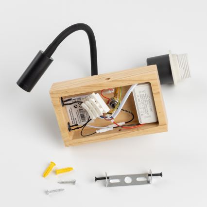 Brilagi - LED fleksibilna zidna lampa NUBILA WOOD 1xE27/25W/230V + LED/3W hrast/crna/narandžasta