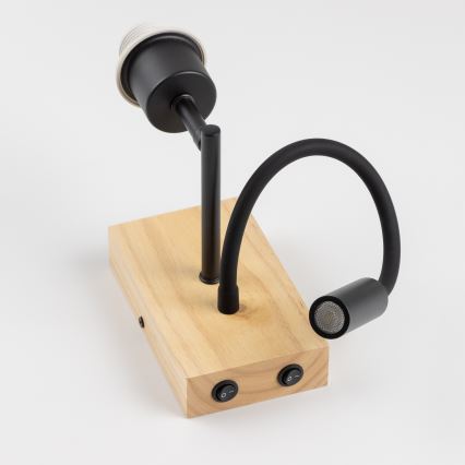 Brilagi - LED fleksibilna zidna lampa NUBILA WOOD 1xE27/25W/230V + LED/3W hrast/crvena