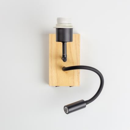 Brilagi - LED fleksibilna zidna lampa NUBILA WOOD 1xE27/25W/230V + LED/3W hrast/svetlo braon