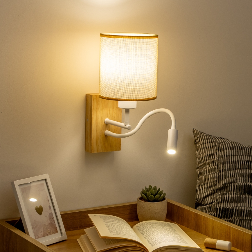 Brilagi - LED fleksibilna zidna lampa NUBILA WOOD 1xE27/25W/230V + LED/3W hrast/svetlo braon