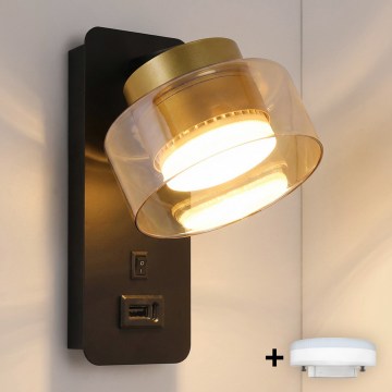 Brilagi - LED Zidna lampa sa USB portom AURA LUX 1xGX53/30W/230V crna/zlatna