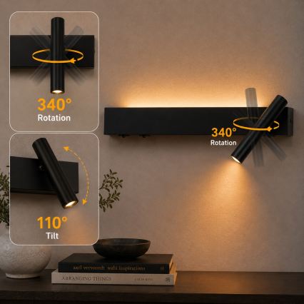 BRILAGI - LED zidna reflektorska svetiljka ARLIX LED/3W/230V + LED/7W crna CRI 90