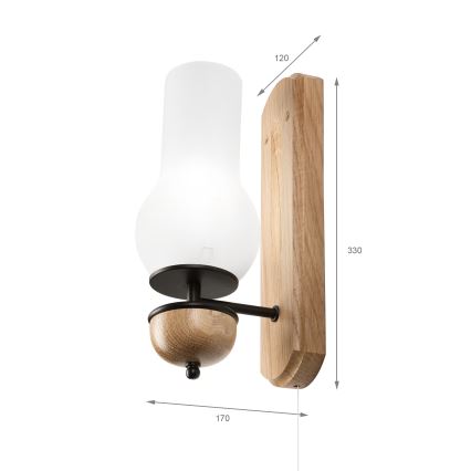 Brilagi - LED zidna svetiljka COTTAGE 1xE14/40W/230V hrast/bela