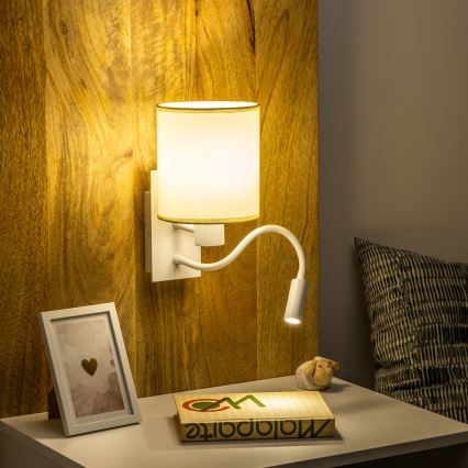 Brilagi - LED fleksibilna zidna lampa NUBILA 1xE27/25W/230V + LED/3W bela/krem