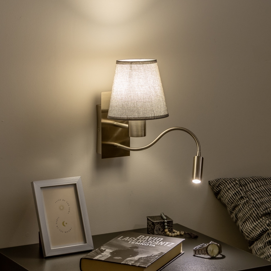 Brilagi - LED fleksibilna zidna lampa NUBILA 1xE27/25W/230V + LED/3W matni hrom/siva