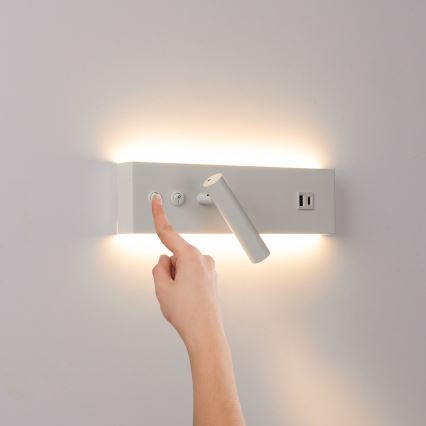 Brilagi - NOCTIS zidno usmereno LED svetlo sa USB portom, LED/3W/230V + LED/9W, belo