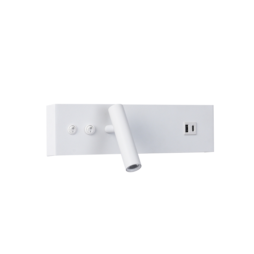 Brilagi - NOCTIS zidno usmereno LED svetlo sa USB portom, LED/3W/230V + LED/9W, belo
