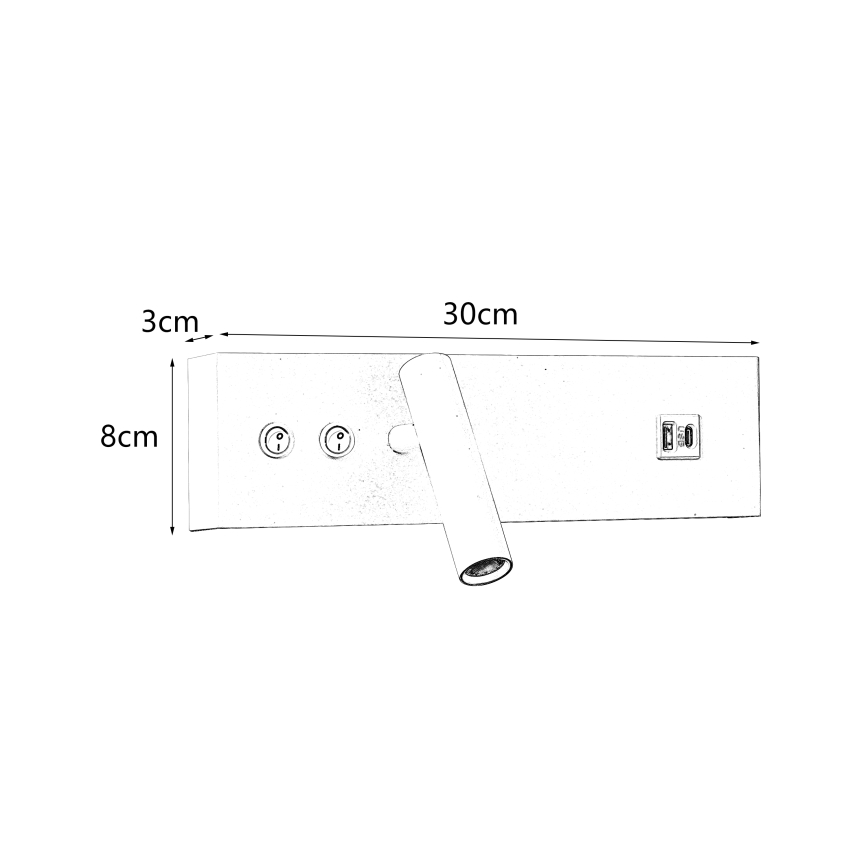 Brilagi - NOCTIS zidno usmereno LED svetlo sa USB portom, LED/3W/230V + LED/9W, belo