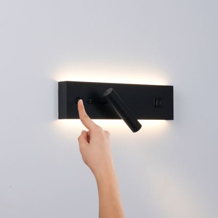 Brilagi - LED zidna spot svetiljka sa USB portom NOCTIS LED/3W/230V + LED/9W crna