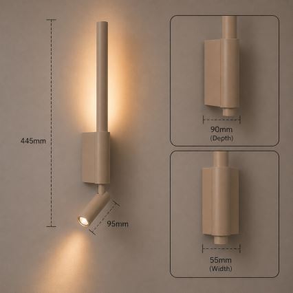 BRILAGI - LED zidno reflektorsko svetlo VIXON LED/3W/230V + LED/5W bež CRI 90