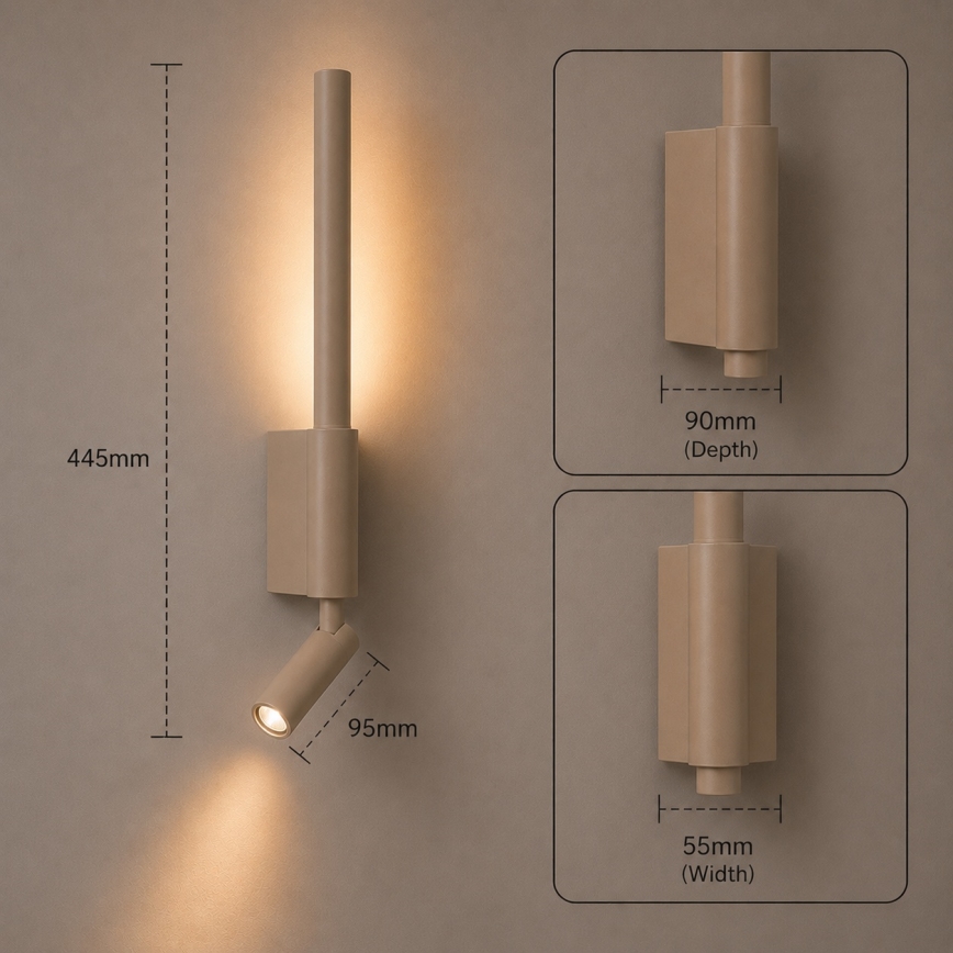 BRILAGI - LED zidno reflektorsko svetlo VIXON LED/3W/230V + LED/5W bež CRI 90