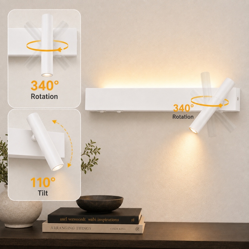 BRILAGI - LED zidno reflektorsko svjetlo ARLIX LED/3W/230V + LED/7W, belo, CRI 90