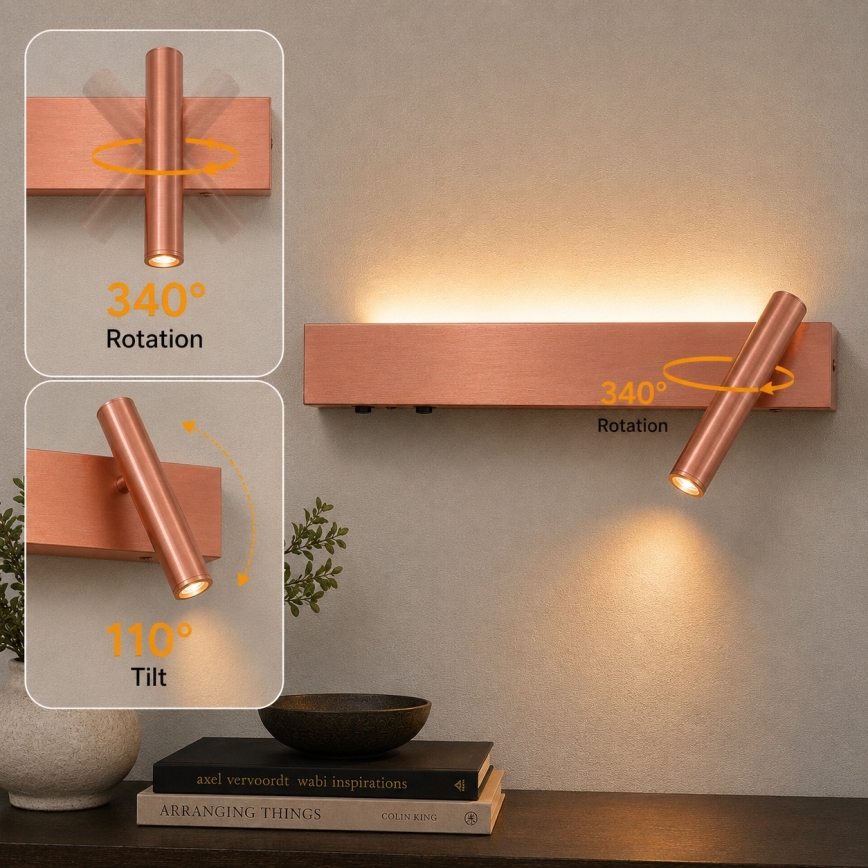 BRILAGI - LED zidna spot svetiljka ARLIX LED/3W/230V + LED/7W brončana CRI 90