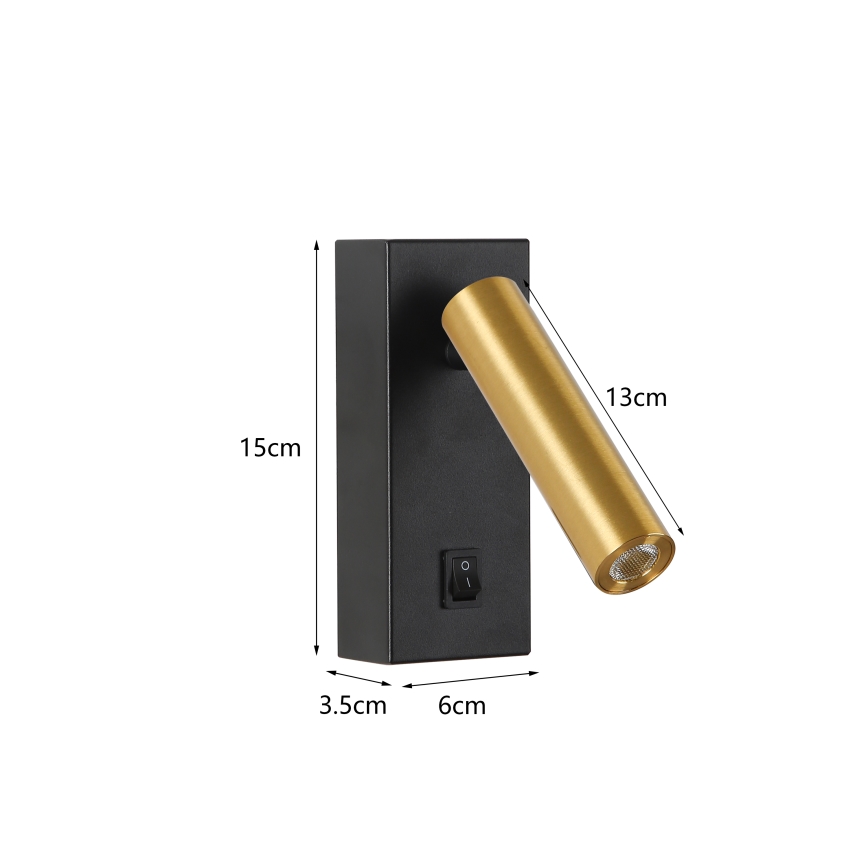 Brilagi - LED zidno spot svetlo MAYA LED/3W/230V 4000K crna/zlatna