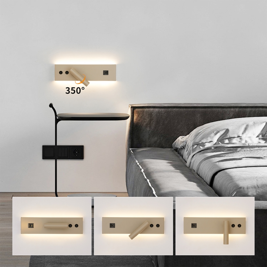 Brilagi - LED zidno spot svetlo sa USB portom NOCTIS LED/3W/230V + LED/9W bež