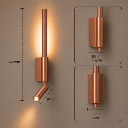 BRILAGI - LED zidna reflektorska svetiljka VIXON LED/3W/230V + LED/5W bronzana CRI 90